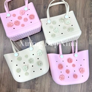 Túi Eva Đi Biển, Đi Du Lịch Thời Trang Cỡ Lớn Đựng Đồ Tiện Dụng Chống Thấm Nước Gắn Charm Dễ Thương