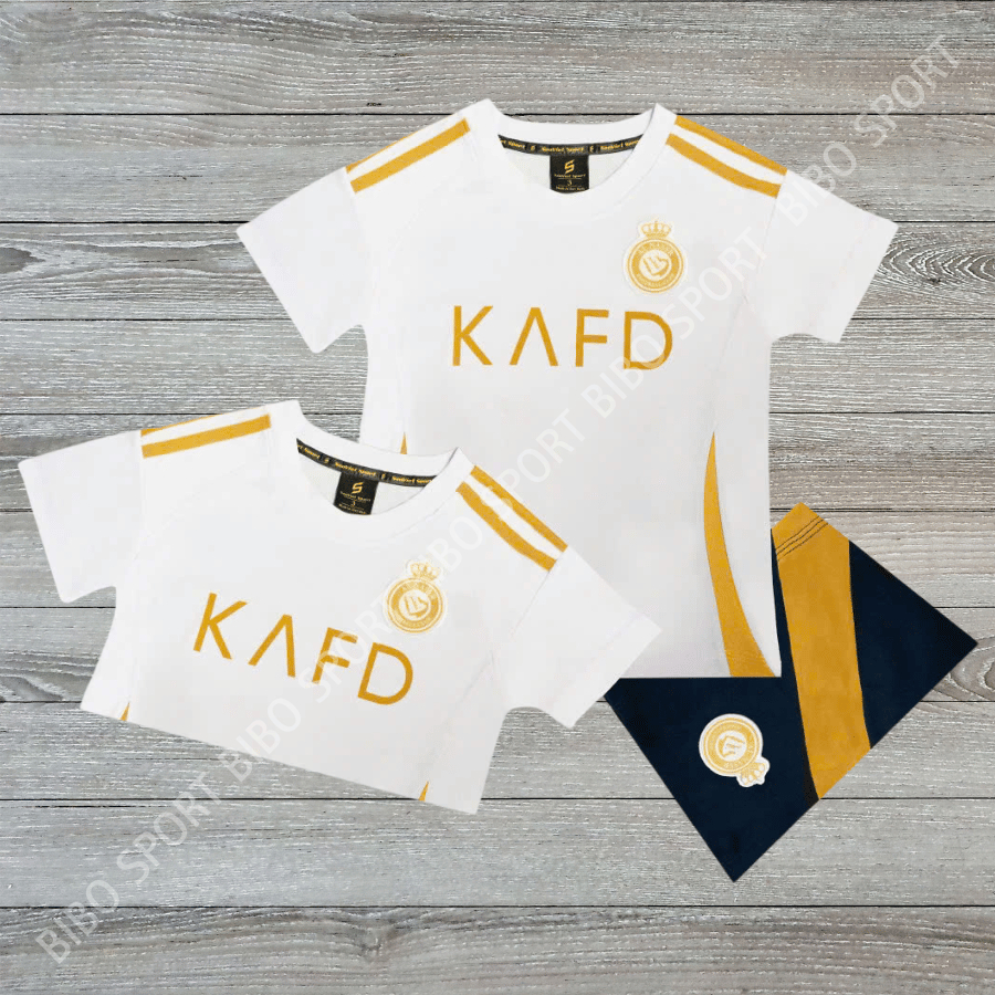 Quần Áo Bóng Đá Alnassr trắng Trẻ Em Siêu Dễ Thương Vải thun lạnh SAO VIỆT – In Tên Số Theo Yêu Cầu 