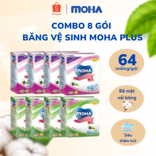 Combo 8 gói băng vệ sinh có cánh và băng vệ sinh không cánh MOHA plus 8 miếng/gói
