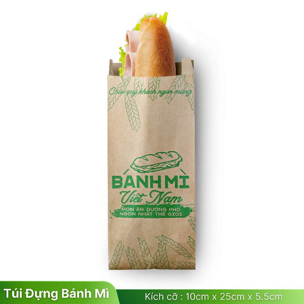100 Túi Giấy Kraft Bánh Mì Việt Nam Giấy Nâu