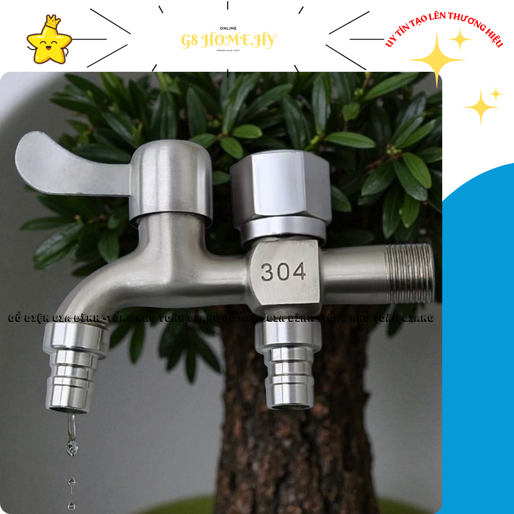 Vòi Chia Nước 2 Đầu Ra, Vòi Chia Nước 2 đầu Cho Máy Giặt 2 Cổng Xả Độc Lập