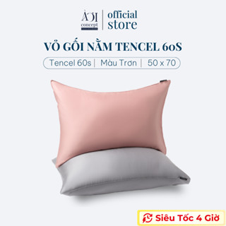 Vỏ Gối Nằm Lụa Tencel 60s Size 50x70 cm Cao Cấp À Ơi Concept Màu Trơn Mền Mại Êm Ái Sản Xuất Tại Việt Nam