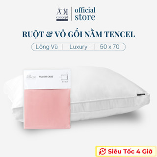 Combo Ruột Gối nằm Luxury và Vỏ Gối nằm lụa Tencel 60s cao cấp AOICONCEPT size 50x70cm màu trơn Hỗ trợ giấc ngủ