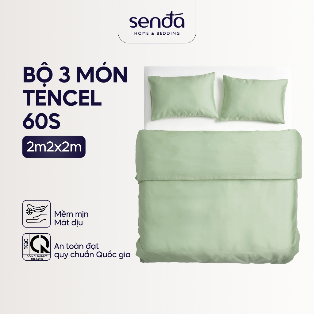 Bộ chăn gối 3 món Sen Đá Home Bedding lụa Tencel cao cấp trơn màu set 1 chăn 2 vỏ gối