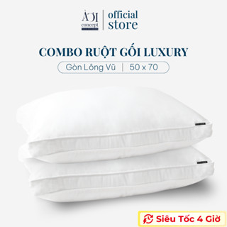 Combo 2 Ruột Gối Nằm Gòn Lông Vũ Luxury AOICONCEPT Size 50x70cm Chuẩn khách Sạn Hỗ Trợ Vai Gáy