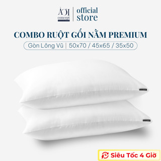 Combo 2 Ruột Gối Nằm Gòn Lông Vũ Premium AOICONCEPT Size 50x70cm Chuẩn khách Sạn Hỗ Trợ Vai Gáy