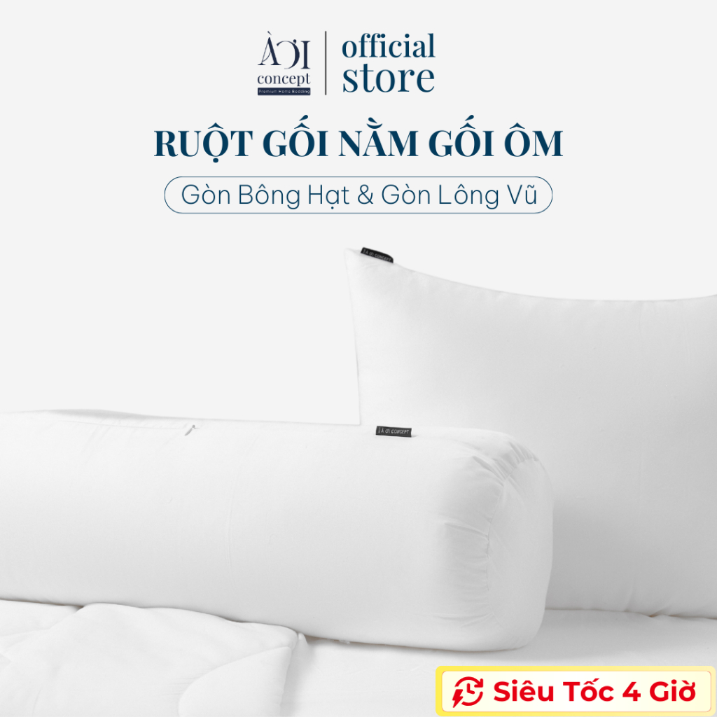[Deal sốc] Ruột Gối AOICONCEPT Cao Cấp Gối Nằm Gối Ôm Chuẩn Khách sạn Vỏ Bọc Cotton Hỗ Trợ Cổ Vai Gá
