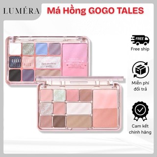  Bảng phấn mắt GOGO TALES phấn má kèm tạo khối 12 ô màu 4in1 Gogotales Heart Racing GT724 14.6g trang điểm xinh sáng mịn 