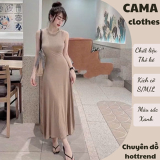 Váy nữ body dáng dài sát nách Cama Clothes, đầm nữ cổ tròn chất zip phong cách basic D1662