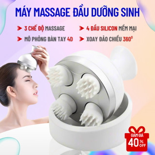 Máy massage đầu dưỡng sinh 3 chế độ, máy mát xa cầm tay 4 đầu silicon xoay 360 độ tiện lợi