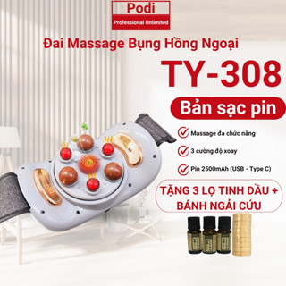 Máy Massage Bụng Bi Đá Kết Hợp Hồng Ngoại, Đai Massage Hỗ Trợ Giảm Mỡ Bụng, Giảm Nhức Mỏi Cổ Vai Gáy Lưng Đùi - Podi92