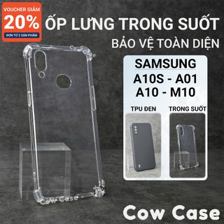 Ốp lưng Samsung A10s, A10, A01 Cow case trơn màu đen | Ốp điện thoại SS galaxy dẻo bảo vệ camera đt sámung toàn diện