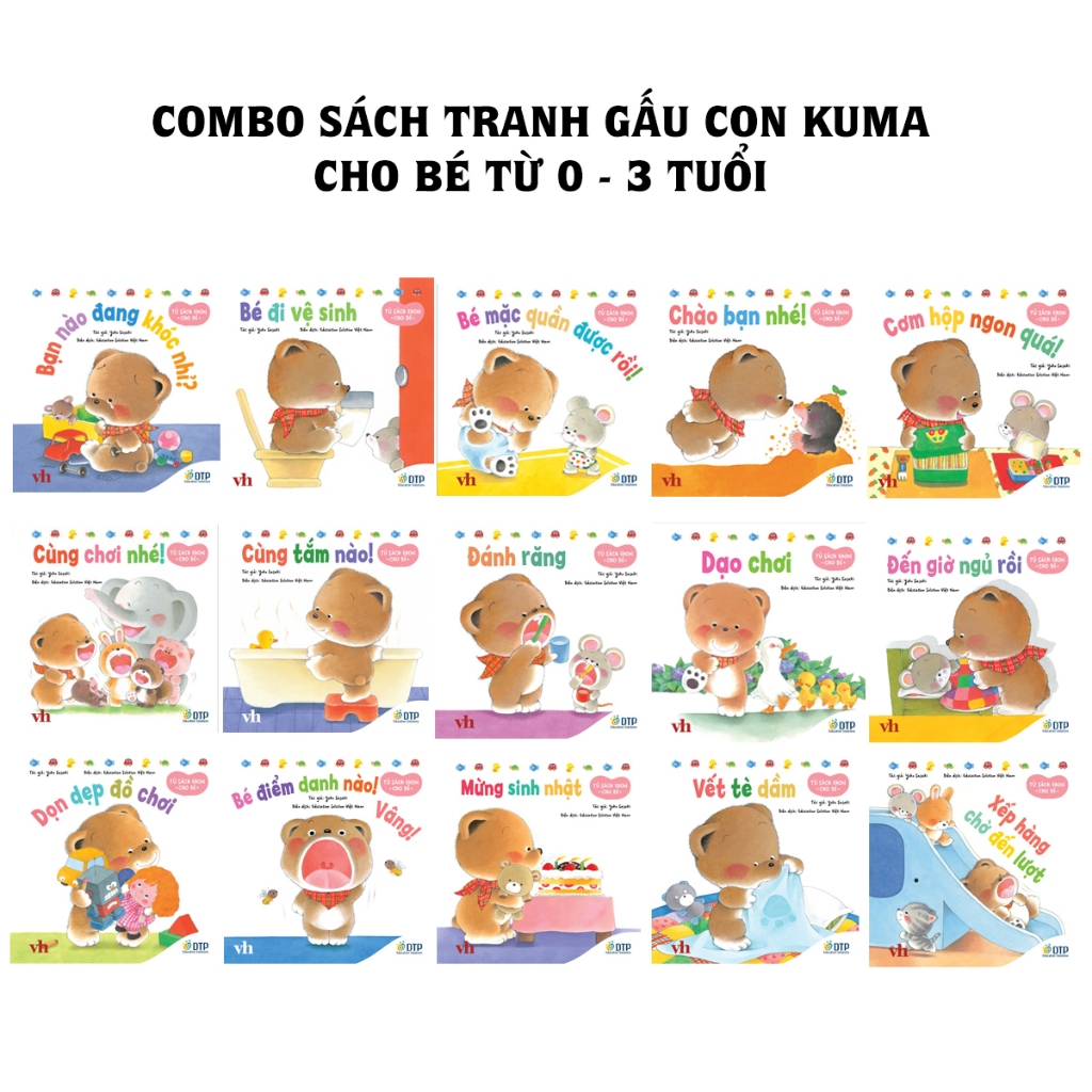 Sách - Trọn bộ sách gấu con Kuma (bìa cứng) - Tủ sách Ehon cho bé - Truyện đọc, truyện kể cho bé từ 0 tuổi - DTPForKids