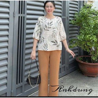  Bộ đồ nữ trung niên EH02 lụa hàn - quần lụa mango cao cấp form rộng thoải mái sang trọng cho mẹ thêm trẻ đẹp 