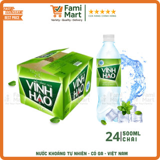  Thùng 24chai & Combo 6chai  Nước khoáng Vĩnh Hảo có Ga 500ml_Famimart 