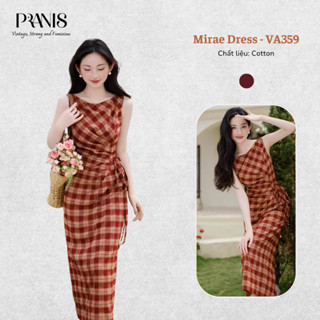  P'RANIS Váy thiết kế Mirae Dress kẻ caro cổ thuyền dáng ôm body - VA359 
