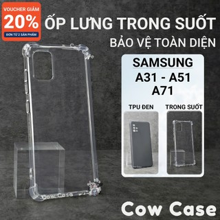 Ốp lưng Samsung A51, A71, A31 4G Cow case trơn màu đen | Ốp điện thoại SS galaxy bảo vệ camera đt sámung toàn diện