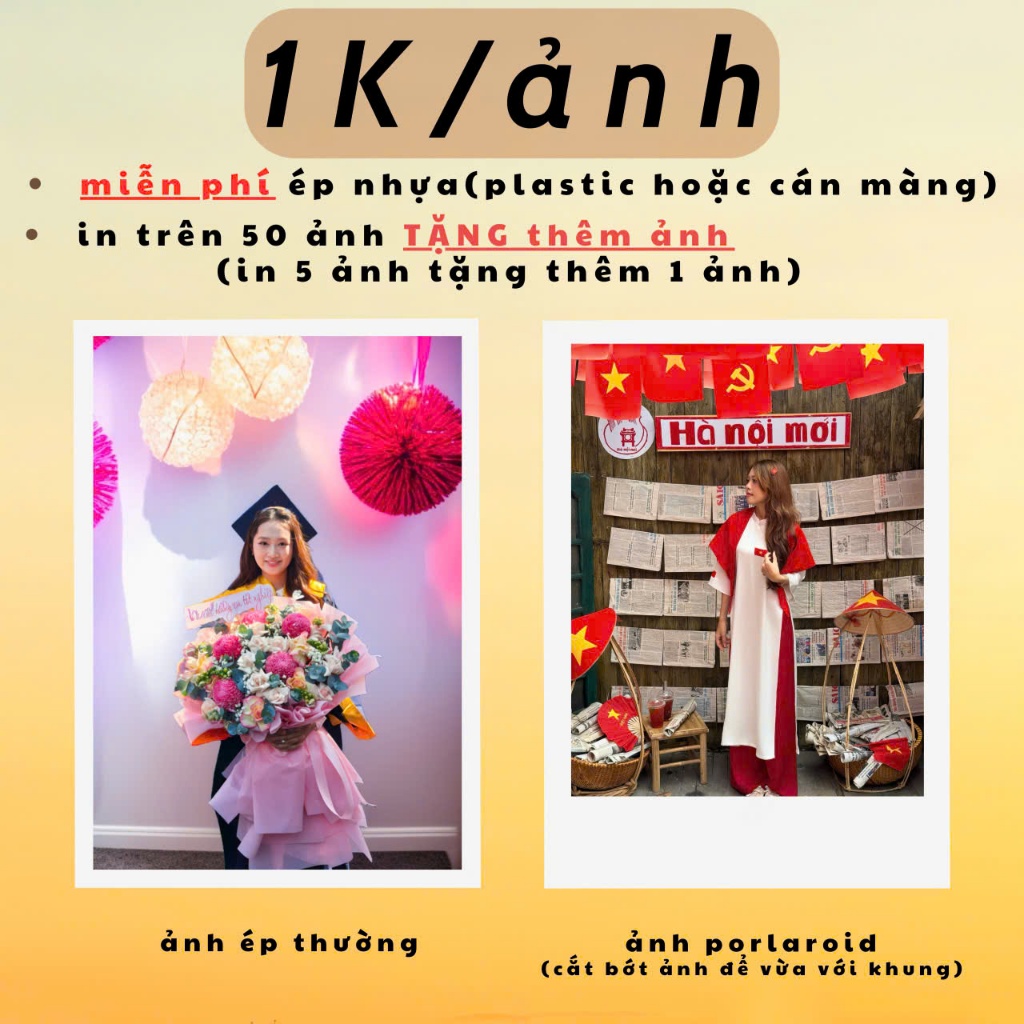 [1K/TẤM] IN ẢNH 5x7 - 6x9 (nhận in từ 20 ảnh) NHIỀU CHẤT LIỆU 1K/TẤM