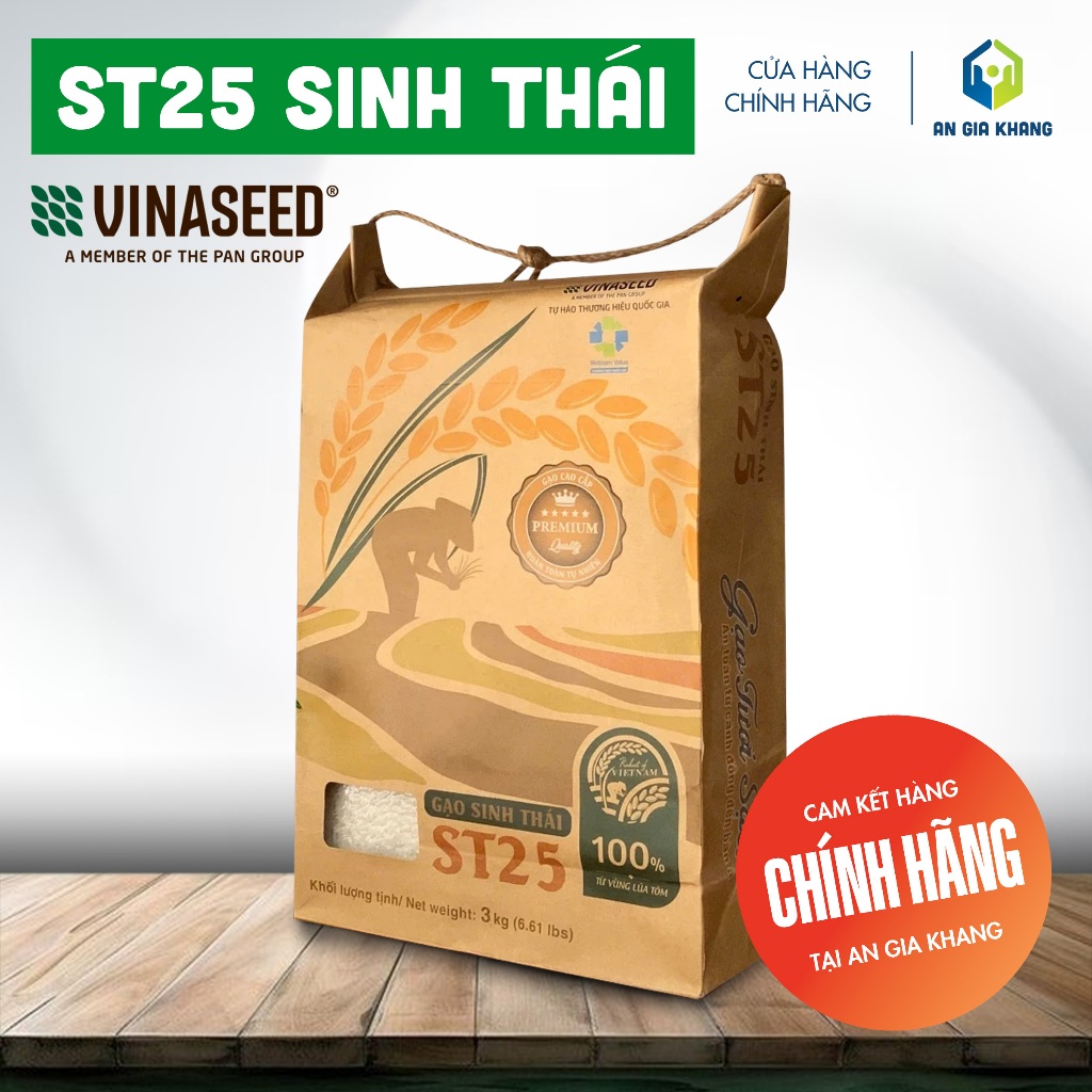 [Túi 3KG] Gạo ST25 Sinh Thái Vinaseed - An Gia Khang Food