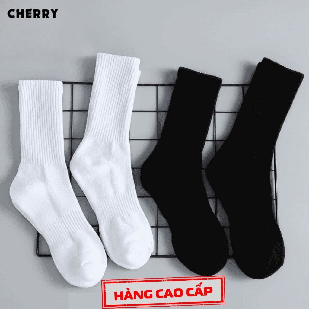 Tất nam cổ cao thể thao, vớ nam cao cấp chất liệu vải Hàn co giãn 4 chiều - Cherry shop