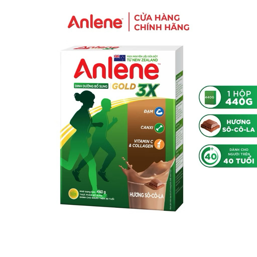 Sữa Bột Anlene Gold 3X Hương Socola Hộp giấy 440g