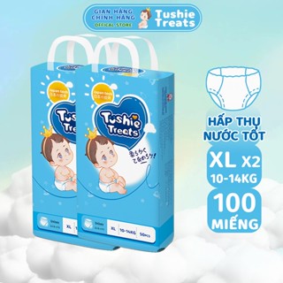  【QUẦN XL-100 miếng Tã quần Tushie Treats siêu mỏng siêu mềm siêu thấm hút sử dụng công nghệ ôm sát chống tràn thông 