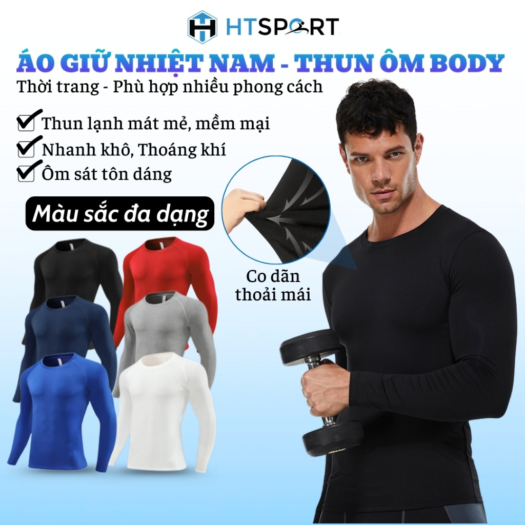 Áo Giữ Nhiệt Nam Thun Ôm Body Dài Tay Lót Trong Thể Thao Tập Gym Đá Bóng