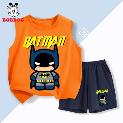 Bộ bé trai BOBDOG, set áo ba lỗ quần thun cotton mỏng nhẹ in hình batman cho bé mặc hè  BD-BDO59