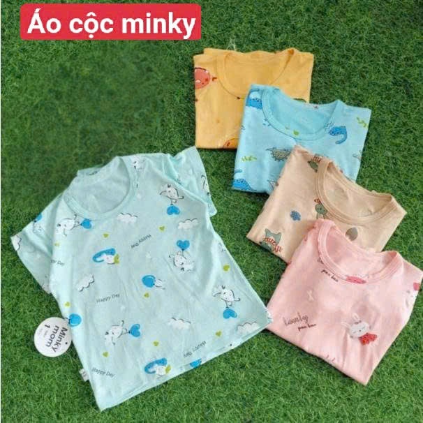 [A150 - Mềm, Mát] Áo Cộc Tay Chất Vải Thun Lạnh Minky Moom Họa Tiết Cho Bé Trai Bé Gái