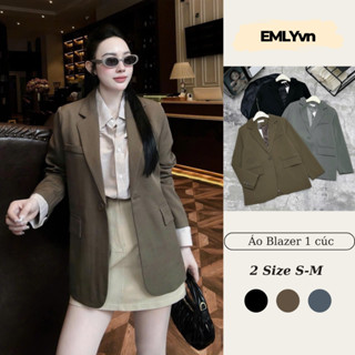  EMLYvn - Áo Blazer Nữ Form Dài 1 Cúc Basic Hàn Quốc  Áo Khoác Vest Nữ Công Sở Hàn Quốc Cao Cấp 