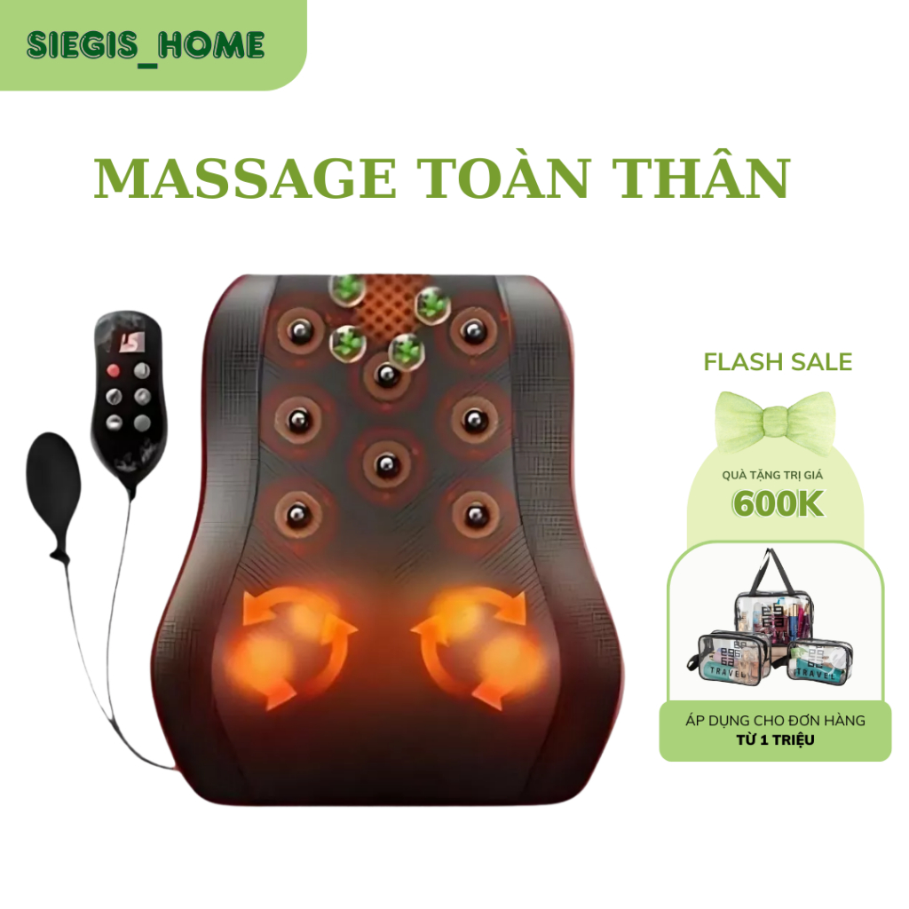 ( Hàng Loại 1 ) Gối massage cổ vai gáy, máy massage hồng ngoại 16 - 20 bi cao cấp