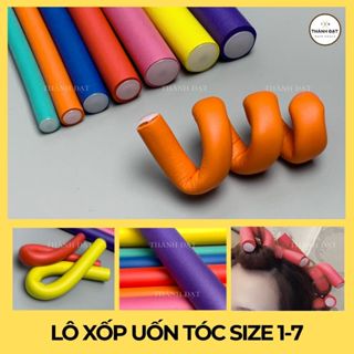  Set 10 thanh xốp uốn tóc mềm dẻo thanh uốn tóc không nhiệt hoặc uốn lạnh size 1-7 màu ngẫu nhiên 