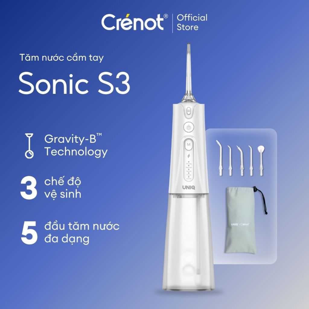  Máy tăm nước UNIQ Sonic S3 vệ sinh răng miệng tam nuoc mini nhỏ gọn cầm tay tăm nước du lịch chống thấm nước 