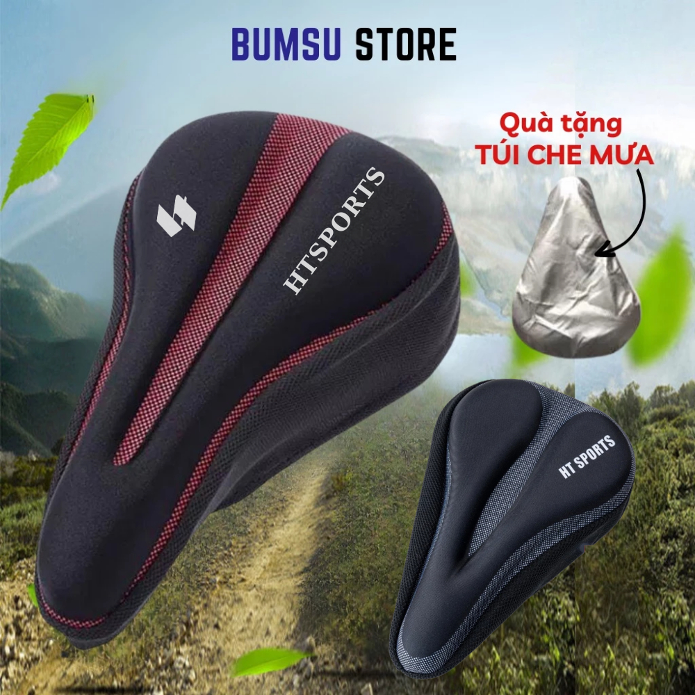 Đệm bọc yên xe đạp HT SPORTS cao cấp chất liệu silicon thoáng khí siêu mềm chống trơn trượt