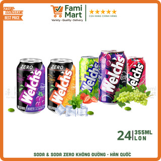 [Hỏa Tốc HCM][Thùng 24lon & Lốc 6 lon] Nước Soda trái cây Welch's Hàn Quốc_355ml_nhập khẩu_Famimart