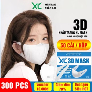  Khẩu Trang 3D 6 Hộp 300 chiếc Khẩu Trang XL MASK Vải Chống Nắng Cao Cấp Quai Mềm Không Đau Tai 