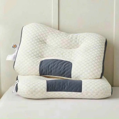 Combo 2 gối công thái học kích thước 45x65, gối dệt hạt đậu vải mềm thoáng khí với bông gòn trắng tinh ND115