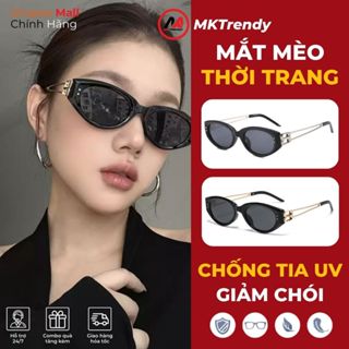 Kính mát gọng mắt mèo MKTRENDY mắt kính râm nam nữ gọng kim loại cao cấp chống tia UV phong cách Hàn Quốc T33