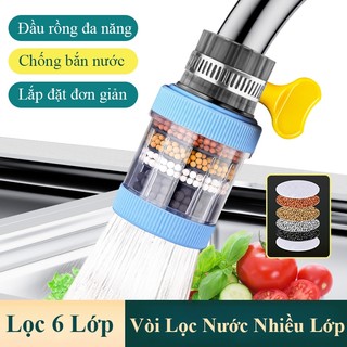 Bộ lọc nước trực tiếp gắn vòi OSIDEN vòi lọc 6 tầng lọc siêu sạch đầu lọc đầu lọc cặn bẩn clo dư xoay 360 độ