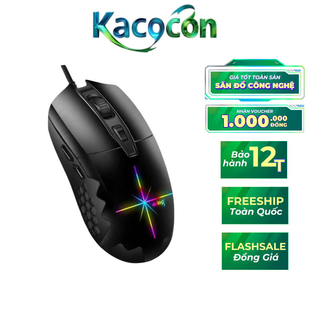 Chuột gaming chính hãng Deiog A6 DPI 16000 led rgb 6 nút điều chỉnh quang học mẫu mới