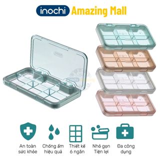 Hộp Chia Thuốc Cá Nhân Inochi Okina  hộp đựng đồ vật nhỏ  Tiện Lợi, 6 Ngăn Phân Loại Amazing Mall