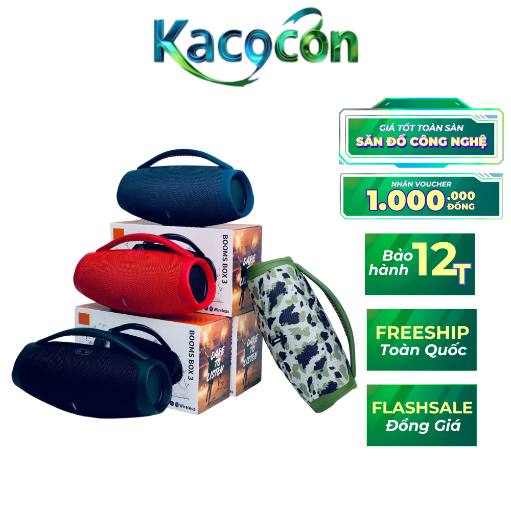 Loa Bluetooth BoomBox 3 Công Suất 60W Bass Cực Hay Kết Nối Bluetooth 5.3 Cổng Aux 3.5mm