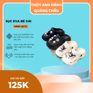 Sục Kuromi Bé Gái Đính Sticker Dễ Thương, Dép Sục Bé Gái Kuromi Êm Nhẹ Chất EVA Thoáng Khí (EV4)
