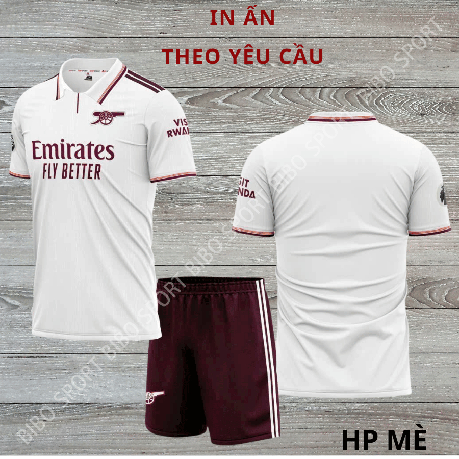 Quần Áo Bóng Đá Ars Trắng - Vải Mè HP – In Tên Số Theo Yêu Cầu BIBO SPORT