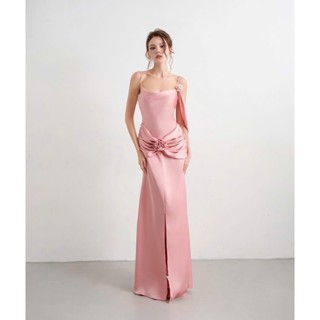  Đầm Lụa 2 Dây Dáng Dài Xẻ Tà Dự Tiệc  Váy Dạ Hội Cao Cấp Nhún Hông Kết Hoa Hack Dáng 