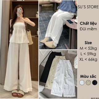 Quần Ống Rộng Thô Đũi Ống Mềm Bèo Nhẹ Dáng Suông Dài Susstore Q510 Thời Trang Nữ Bigsize