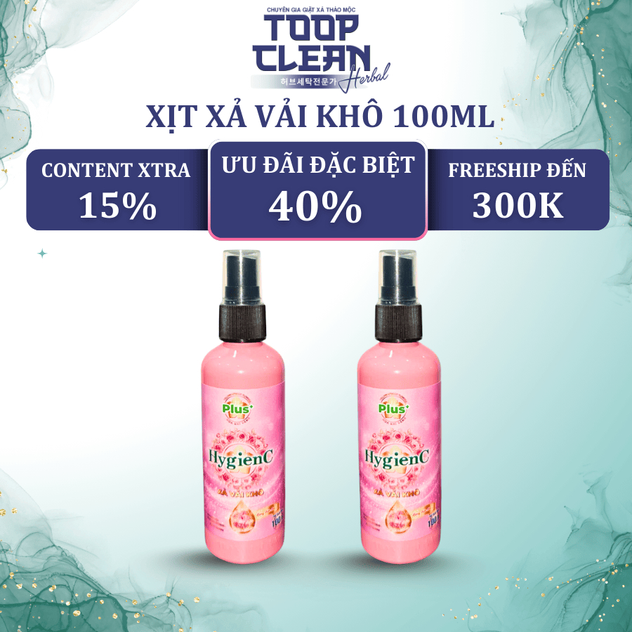 Chai Xịt Thơm Vải HygienC Plus 100ml Tiện Lợi - Hương Hoa Hồng (Dịu Dàng)