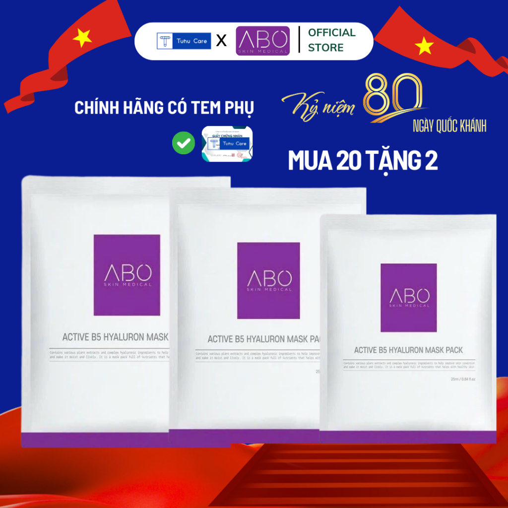 Combo 20 mask B5 ABO - Dưỡng ẩm, phục hồi & làm dịu da sau tổn thương da