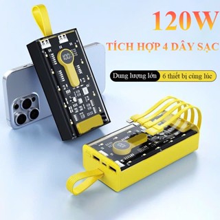 Sạc dự phòng 30000mAh cổng sạc nhanh 120W pd20W kèm 4 đầu cáp sạc màn hình led bảo hành 12 tháng