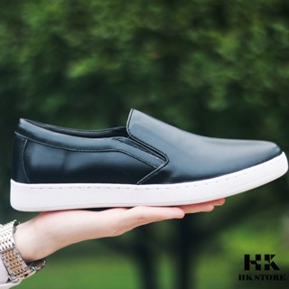 Giày slipon nam da bò thật 100% - kiểu dáng năng động trẻ chung, dễ dàng kết hợp quần áo.